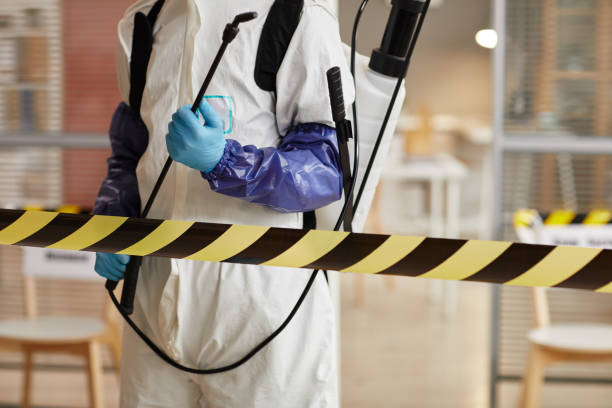 Professional Sewage Cleanup technician working in Platteville, WI
